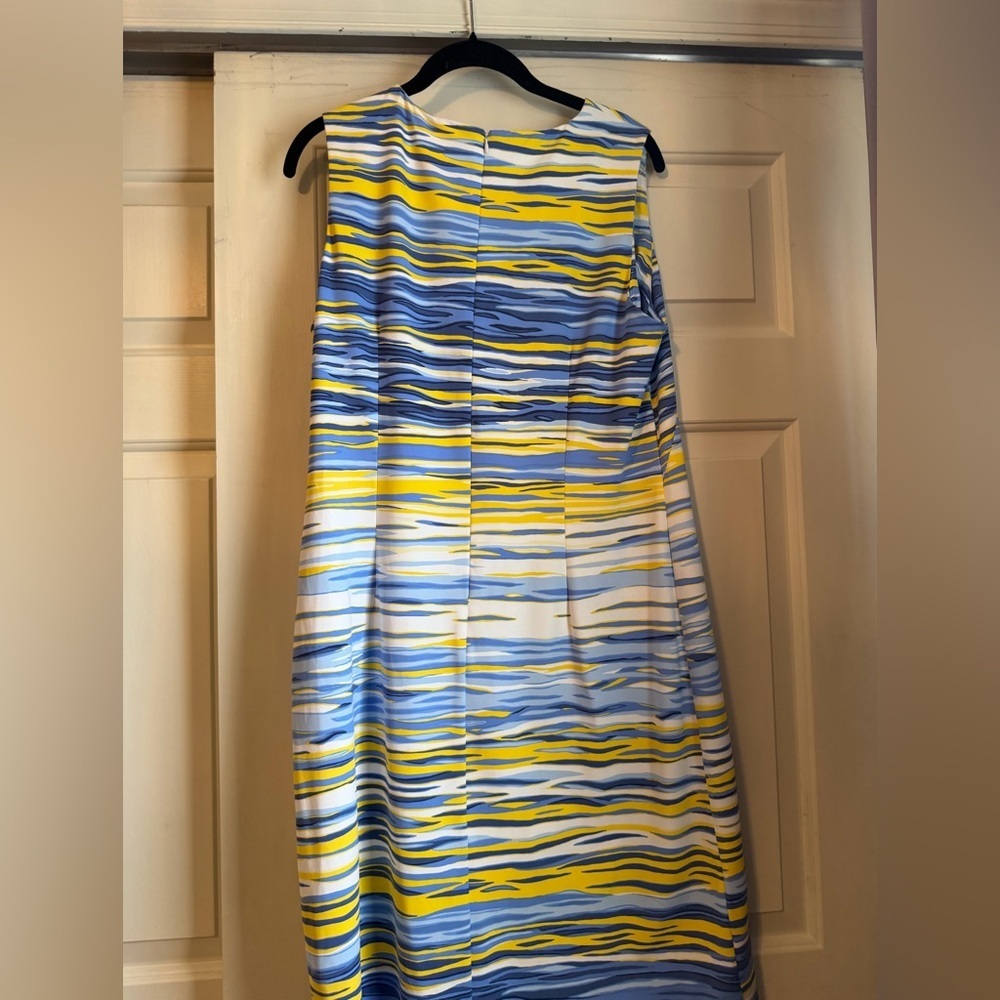J. McLaughlin Sleeveless Shift Dress Blue Yellow Abstract Print Size XL - Picture 7 of 8